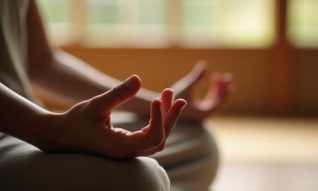 座禅の姿勢で瞑想する人